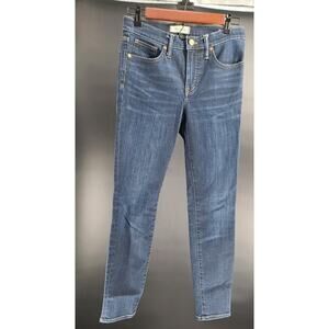 Madewell 9" High-rise Skinny Jeans dark wash Sz 26 distressed